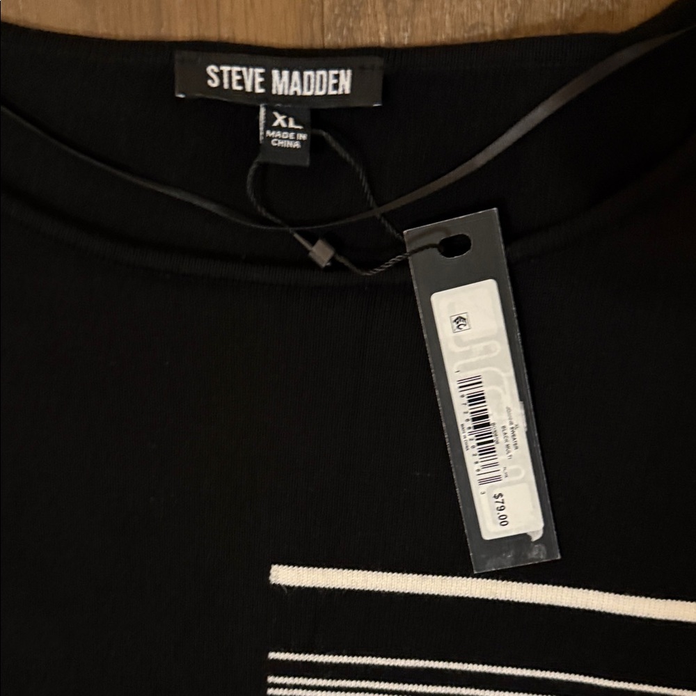Steve Madden Black and White Striped Sweater - Picture 2 of 8
